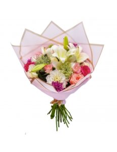 Bouquet Éclat de Lys – Harmonie Pastel & Fleurs de Saison