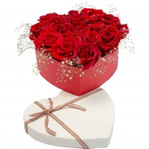 Box Cœur de Roses Rouges – Bouquet Romantique | Livraison Fleurs Maroc