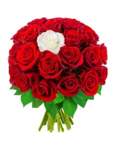Bouquet Rien que pour Toi – Roses Rouges & Rose Blanche Unique