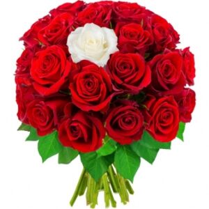 Bouquet Rien que pour Toi – Roses Rouges & Rose Blanche Unique