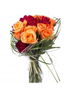 Bouquet de Roses Orange et Rouges – Bouquet Élégant | Livraison Fleurs Maroc