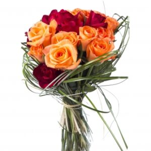 Bouquet de Roses Orange et Rouges – Bouquet Élégant | Livraison Fleurs Maroc