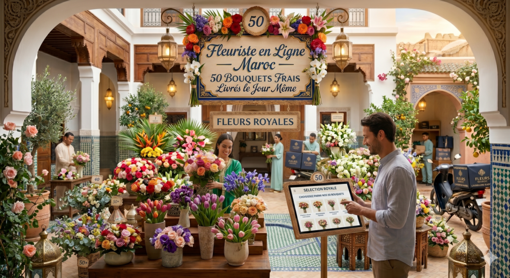 Fleuriste en Ligne Maroc — 50 Bouquets Frais Livrés le Jour Même | Fleurs Royales